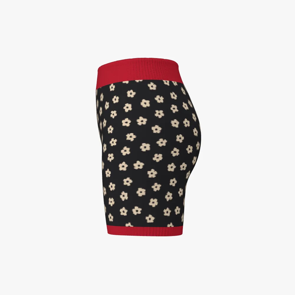 Women's Jacquard Biker Shorts | 12 GG | Red | Black | White |