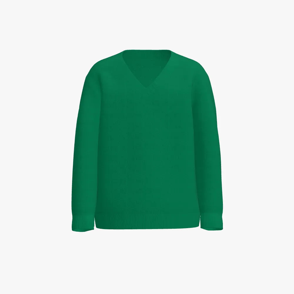 Kid's Jacquard V Neck Pullover | 12 GG |Pointelle | Gold |