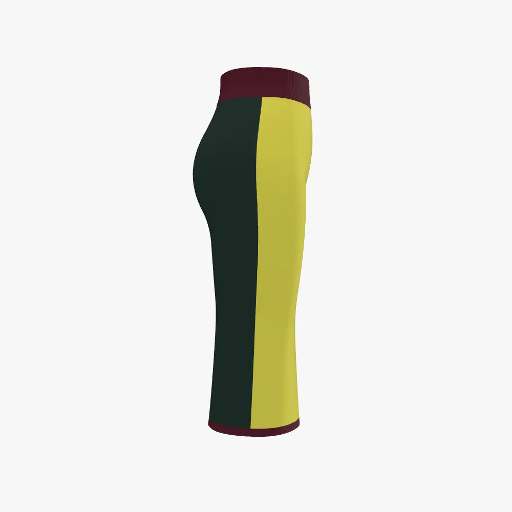 Women's Jacquard Pencil Skirt |12 GG | Yellow | Forrest Green | Maroon