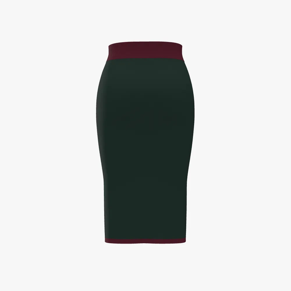 Women's Jacquard Pencil Skirt |12 GG | Yellow | Forrest Green | Maroon