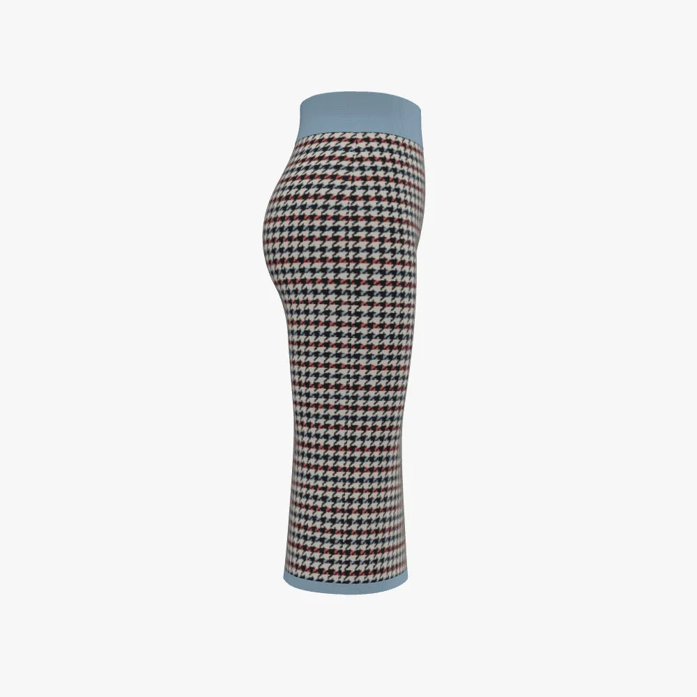 Women's Jacquard Pencil Skirt | 12 GG | Light Blue | Black | Orange | White | Yellow |