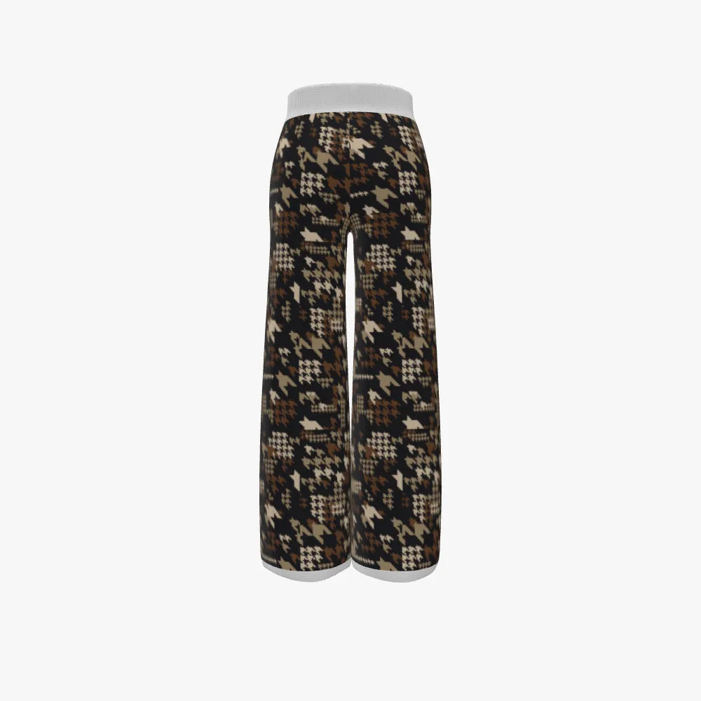 Women's Jacquard Long Wide Leg Pants | 12 GG | Brown | Black |Cream | White |