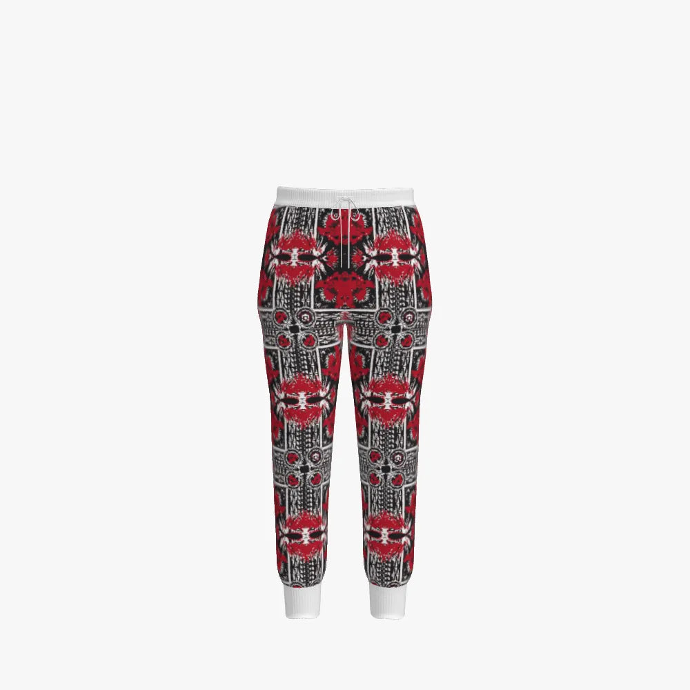 Men's Jacquard Stitch Joggers | 12 GG | Red | Black | White |