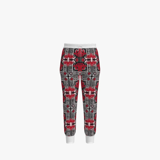 Men's Jacquard Stitch Joggers | 12 GG | Red | Black | White |