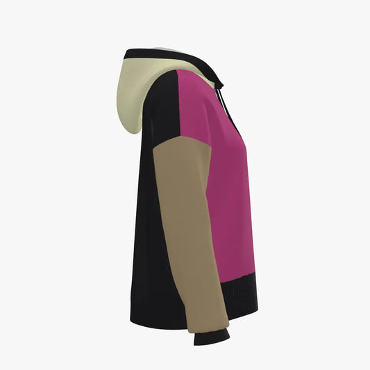 Women's Jacquard Hoodie | 12 GG | Fuchsia | Black | Gold Cream |