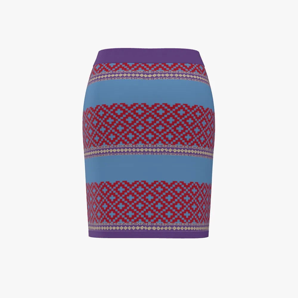 Women's Jacquard Short Skirt | 12 GG | Scarlet Red | Lavender | Sky Blue | Gold |