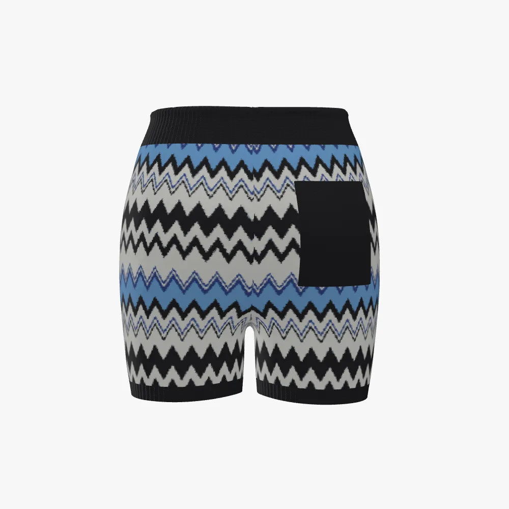 Women's Jacquard Biker Shorts | 12 GG | Light Blue | Grey | Electric Blue | Navy |
