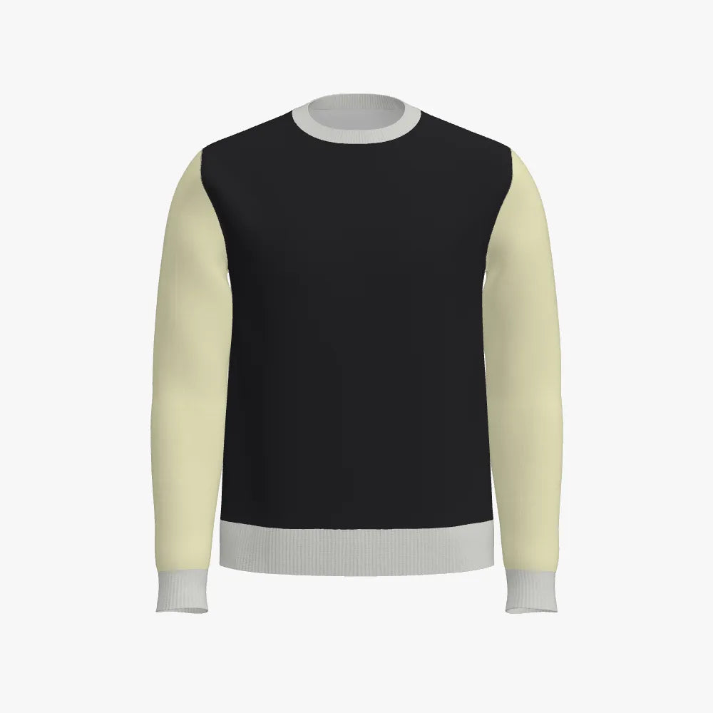 Men's Jacquard Crew Neck Pullover | 12 GG | Black | Olive | Cream | Grey |