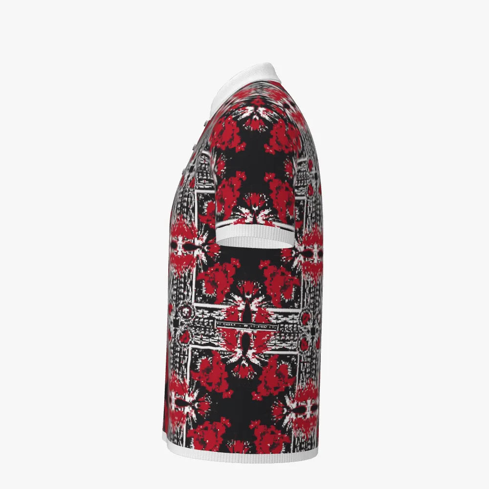 Men's Short Sleeve Jacquard Polo  | 12 GG | Red | Black | White |