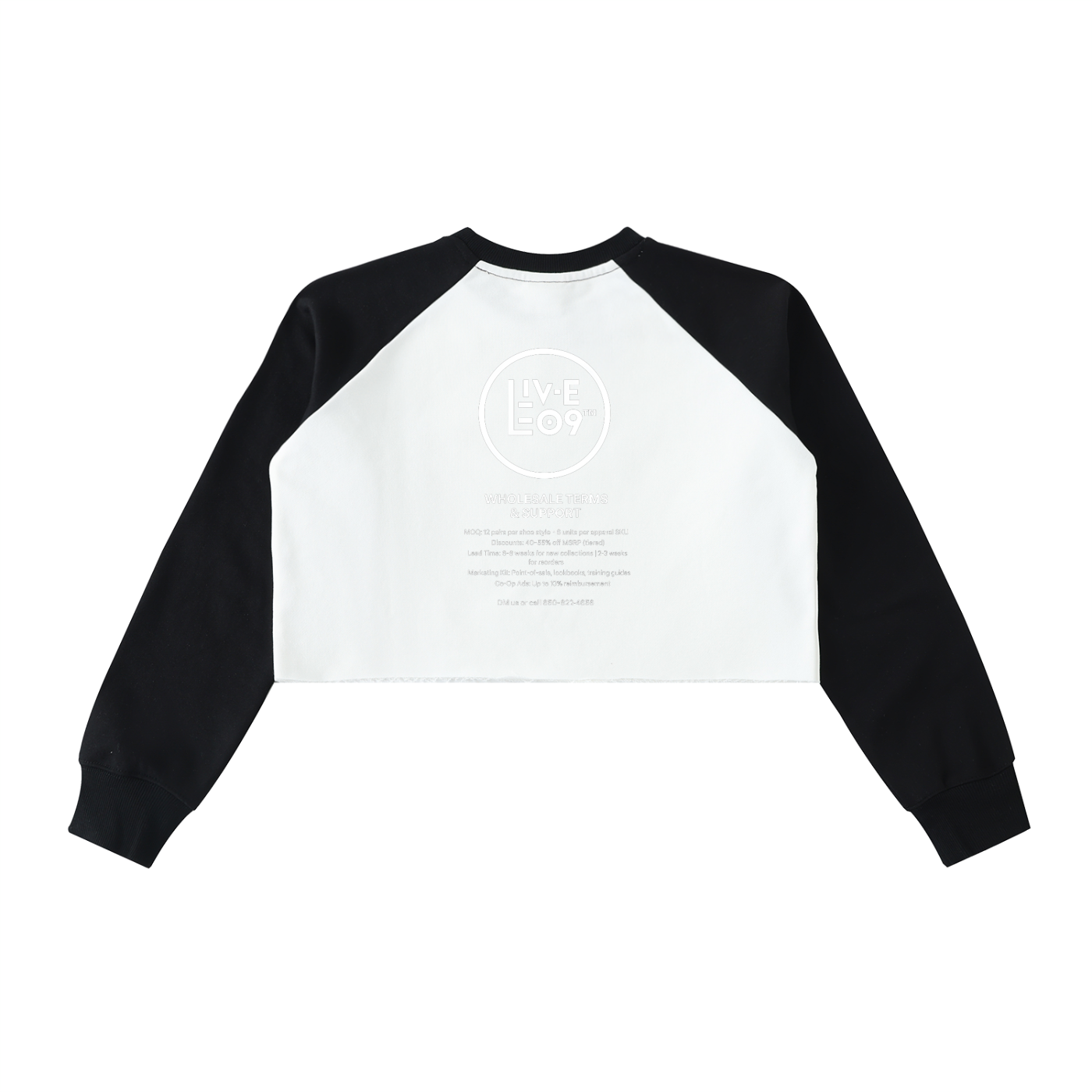LIVELEO9 Raw-Hem Color-Block Raglan Crop Sweatshirt | Women's | 420 GSM |
