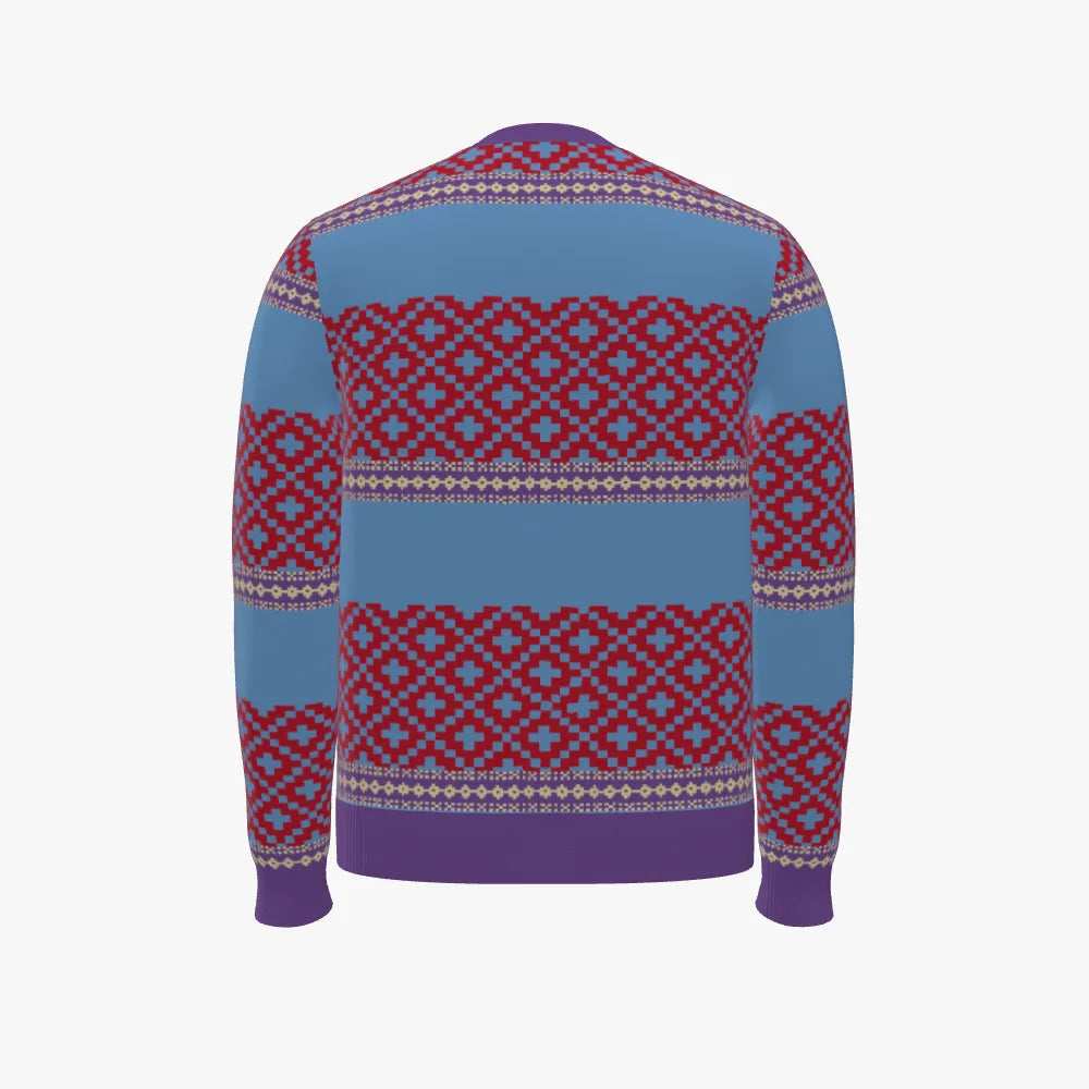 Men's Jacquard Crew Neck Pullover | 12 GG | Scarlet Red | Lavender | Sky Blue | Gold |