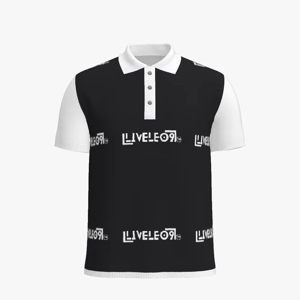 Men's Jacquard Short Sleeve Polo | 12 GG | Black | White |