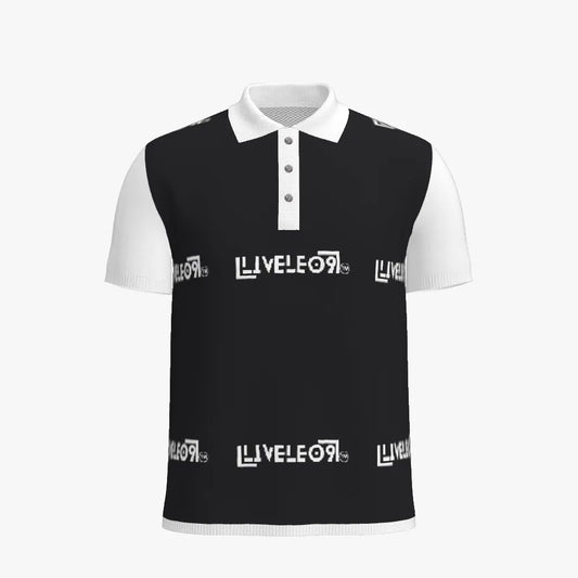Men's Jacquard Short Sleeve Polo | 12 GG | Black | White |