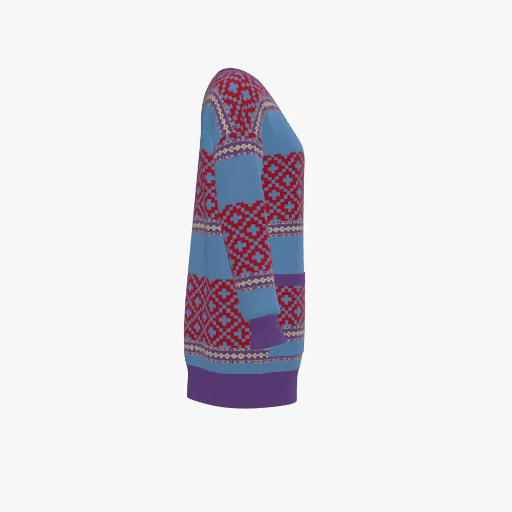 Women's Jacquard Pocket Cardigan | 12 GG | Scarlet Red | Lavender | Sky Blue | Gold |