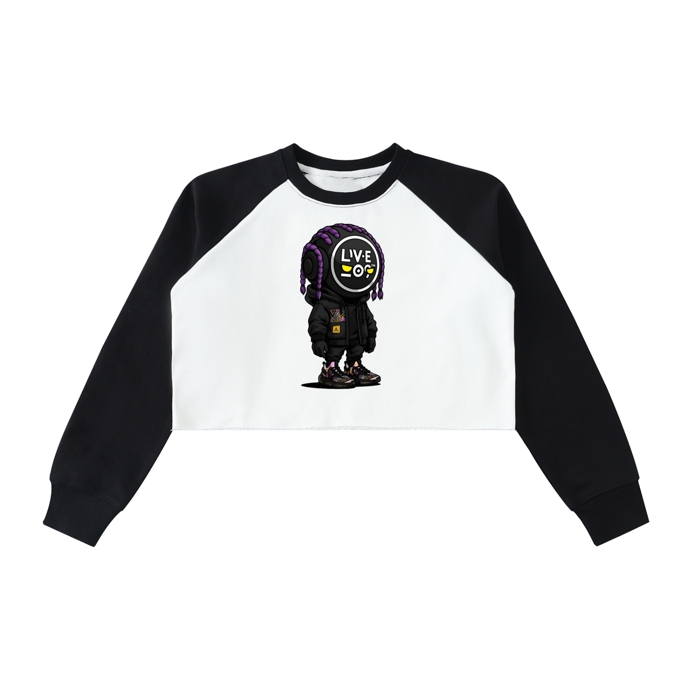 LIVELEO9 Raw-Hem Color-Block Raglan Crop Sweatshirt | Women's | 420 GSM |