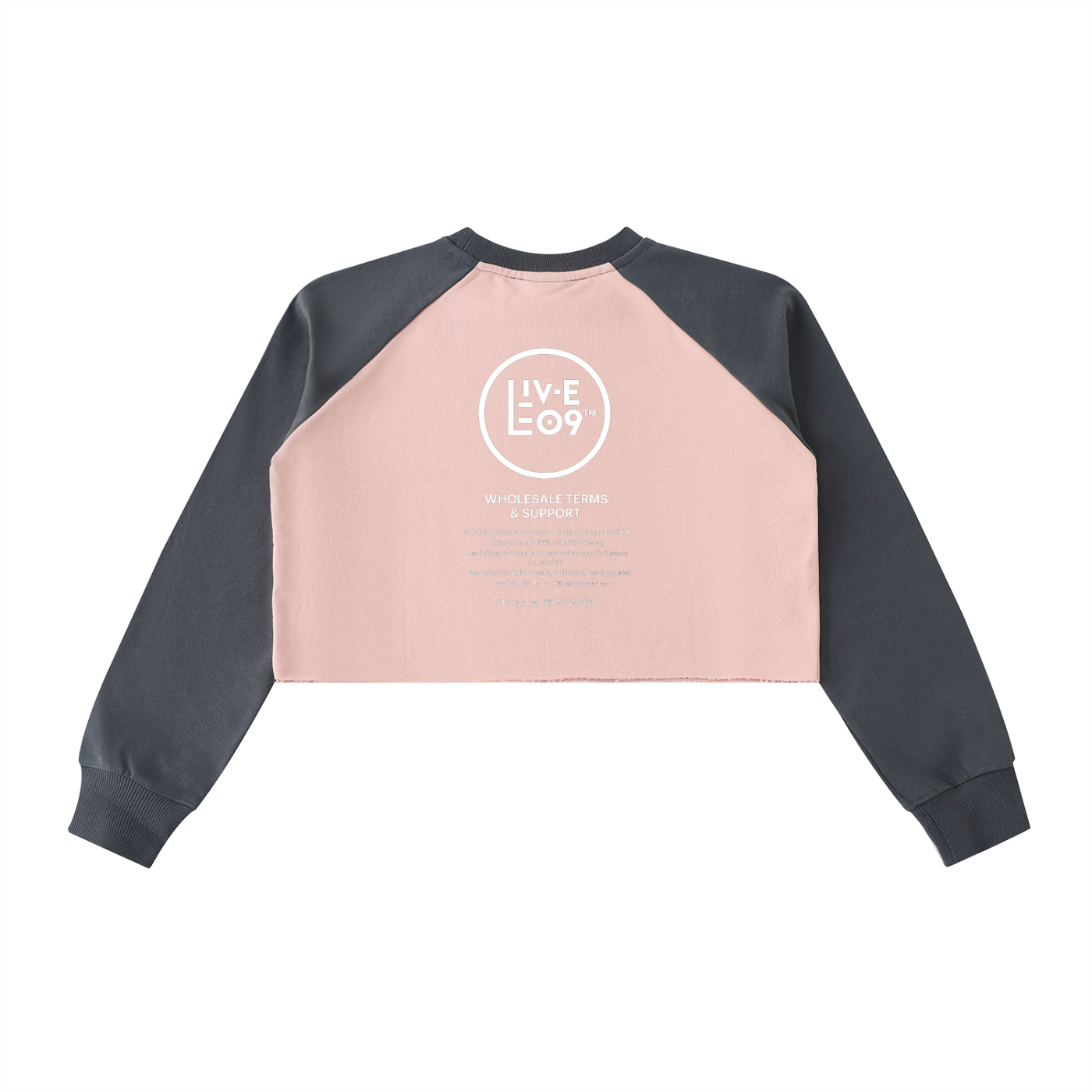 LIVELEO9 Raw-Hem Color-Block Raglan Crop Sweatshirt | Women's | 420 GSM |