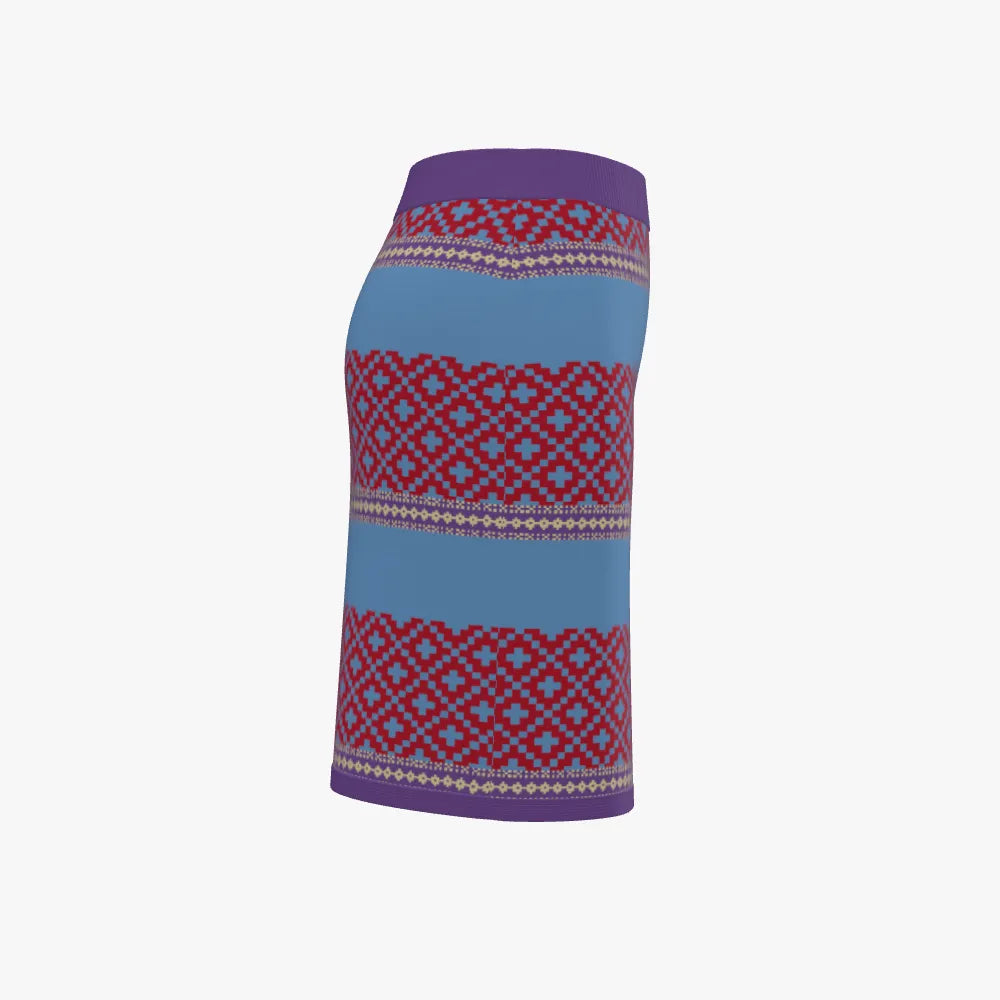 Women's Jacquard Short Skirt | 12 GG | Scarlet Red | Lavender | Sky Blue | Gold |