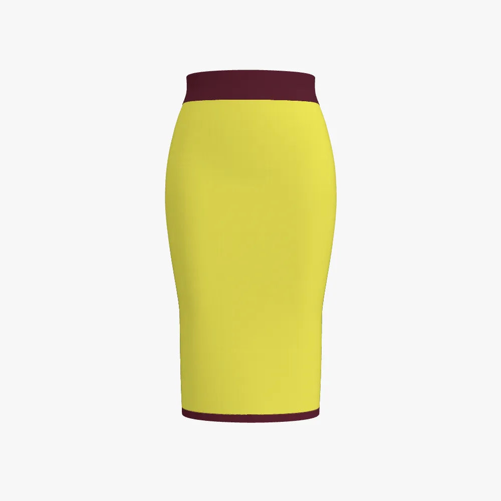 Women's Jacquard Pencil Skirt |12 GG | Yellow | Forrest Green | Maroon