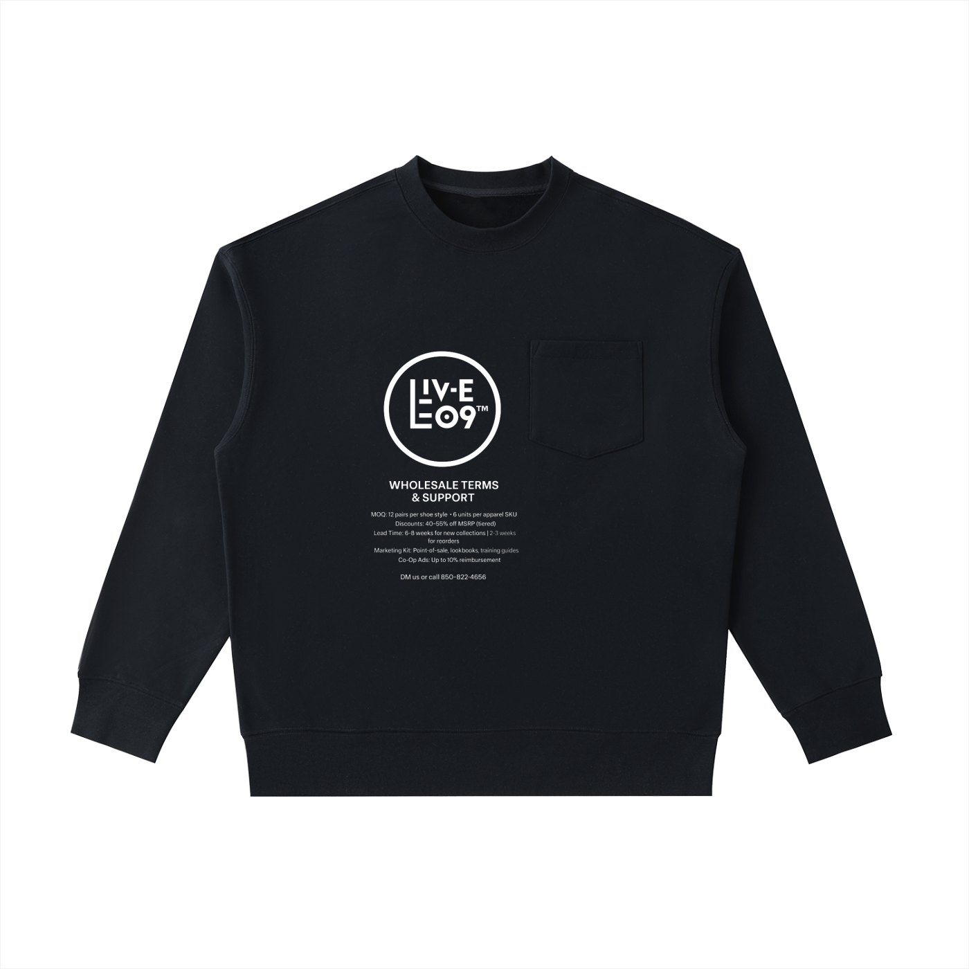 LIVELEO9 Heavyweight Patch Pocket Crewneck Sweatshirt | Men | Women | 380 GSM | 5 Colors |