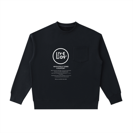 LIVELEO9 Heavyweight Patch Pocket Crewneck Sweatshirt | Men | Women | 380 GSM | 5 Colors |