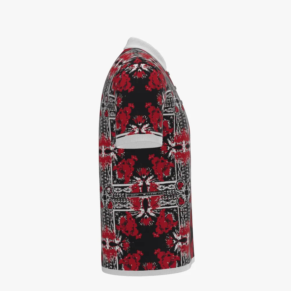 Men's Short Sleeve Jacquard Polo  | 12 GG | Red | Black | White |