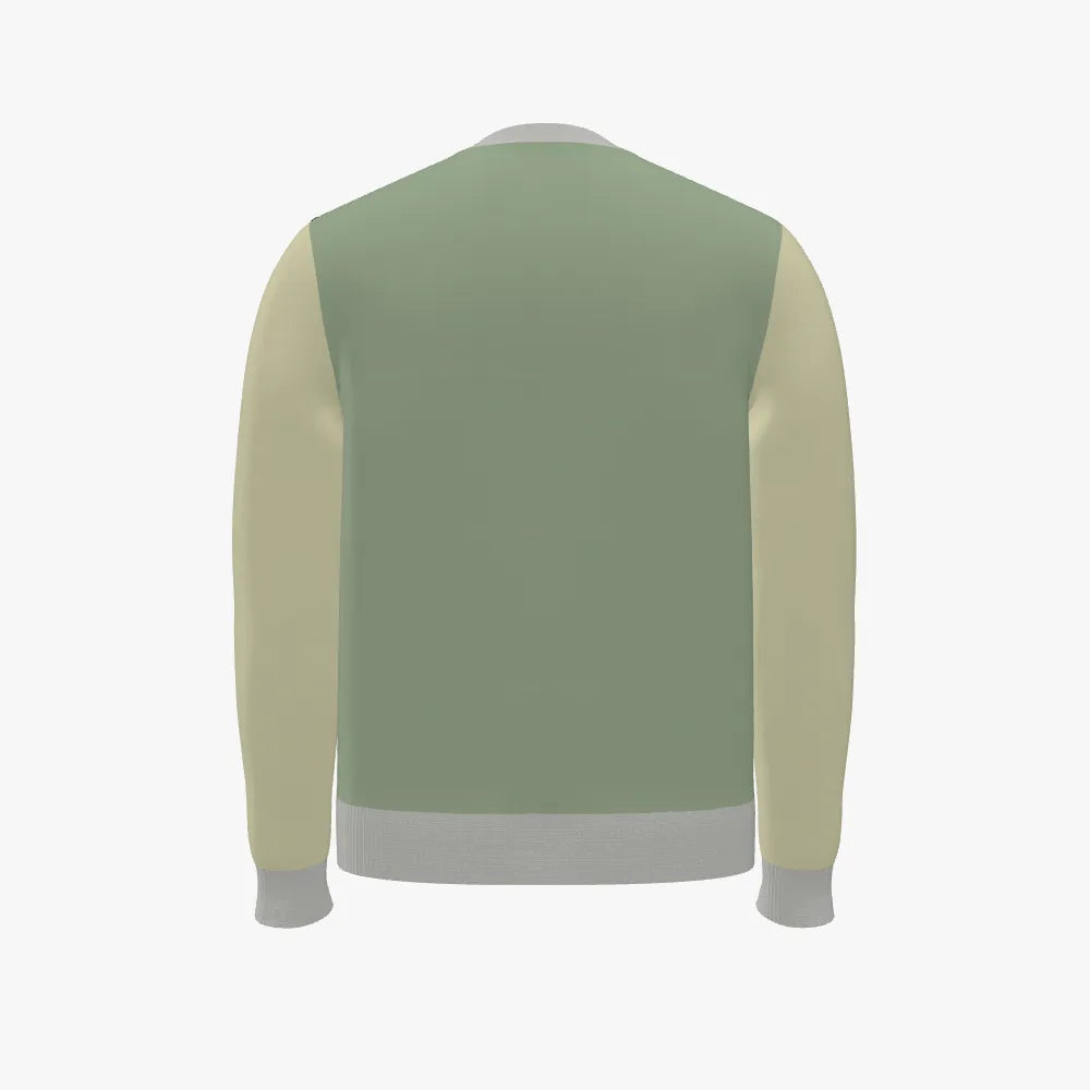Men's Jacquard Crew Neck Pullover | 12 GG | Black | Olive | Cream | Grey |
