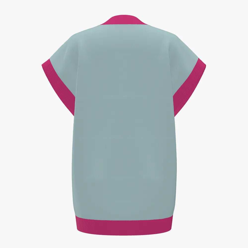 Women's Jacquard Over-sized Vest | 12 GG | Navy | Light Blue | Fuchsia |