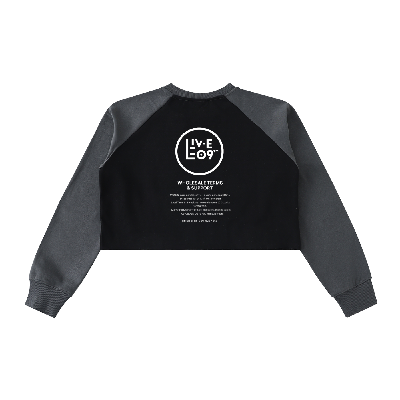 LIVELEO9 Raw-Hem Color-Block Raglan Crop Sweatshirt | Women's | 420 GSM |