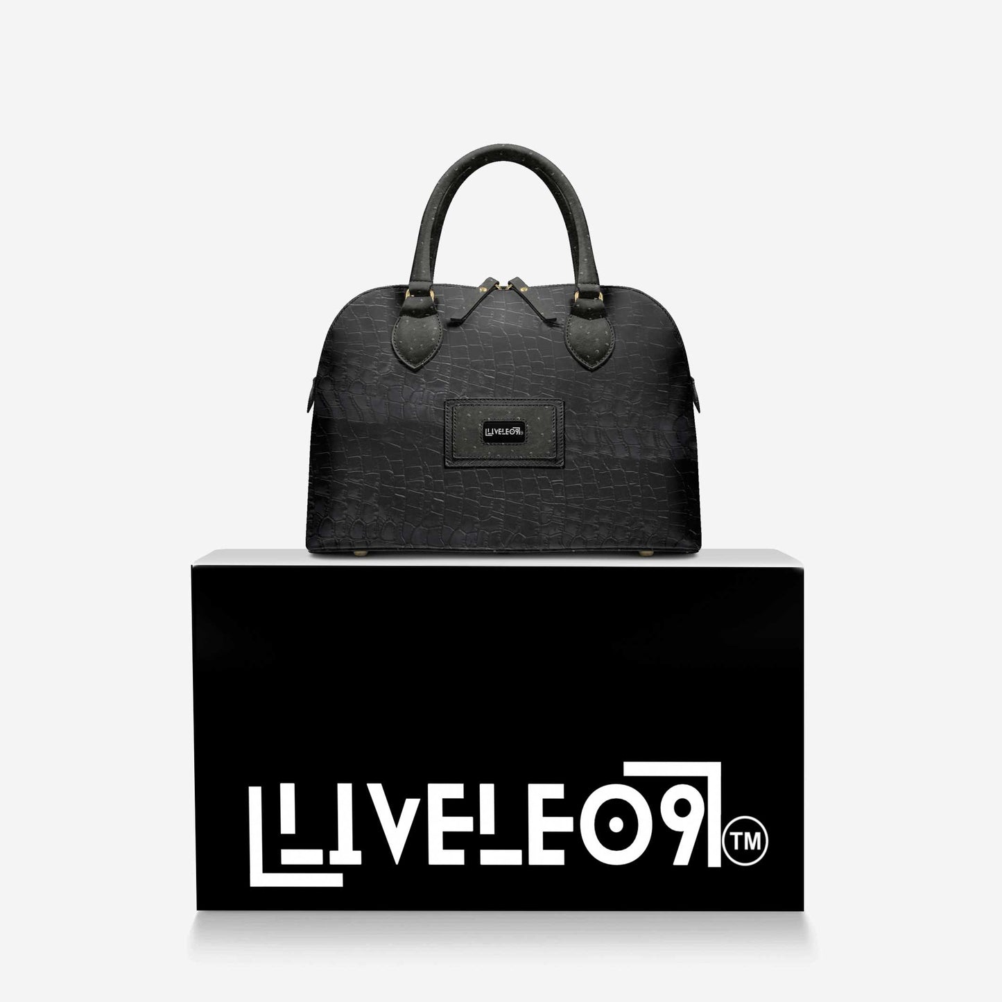 LIVELEO9 Crocodile Chic Bucket Bag | Black |