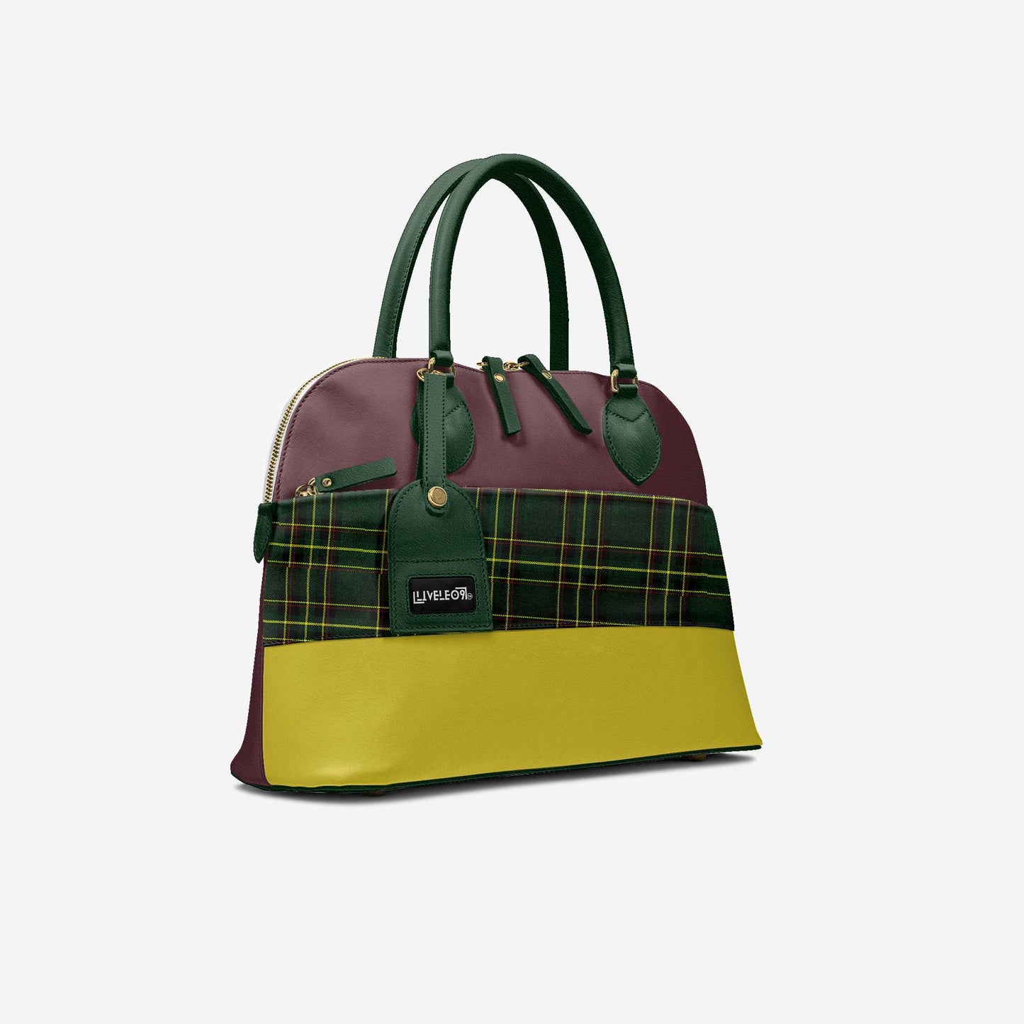LIVELEO9 Patchwork Chic Bucket Bag | Forrest Green | Yellow | Beaudoux |