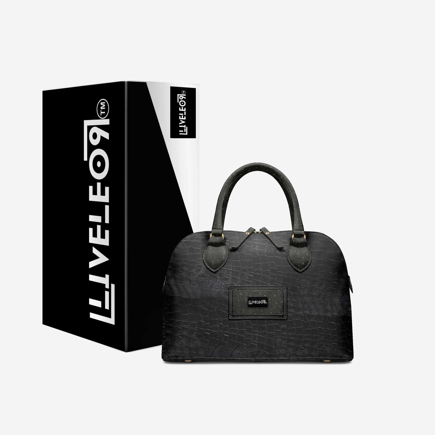 LIVELEO9 Crocodile Chic Bucket Bag | Black |