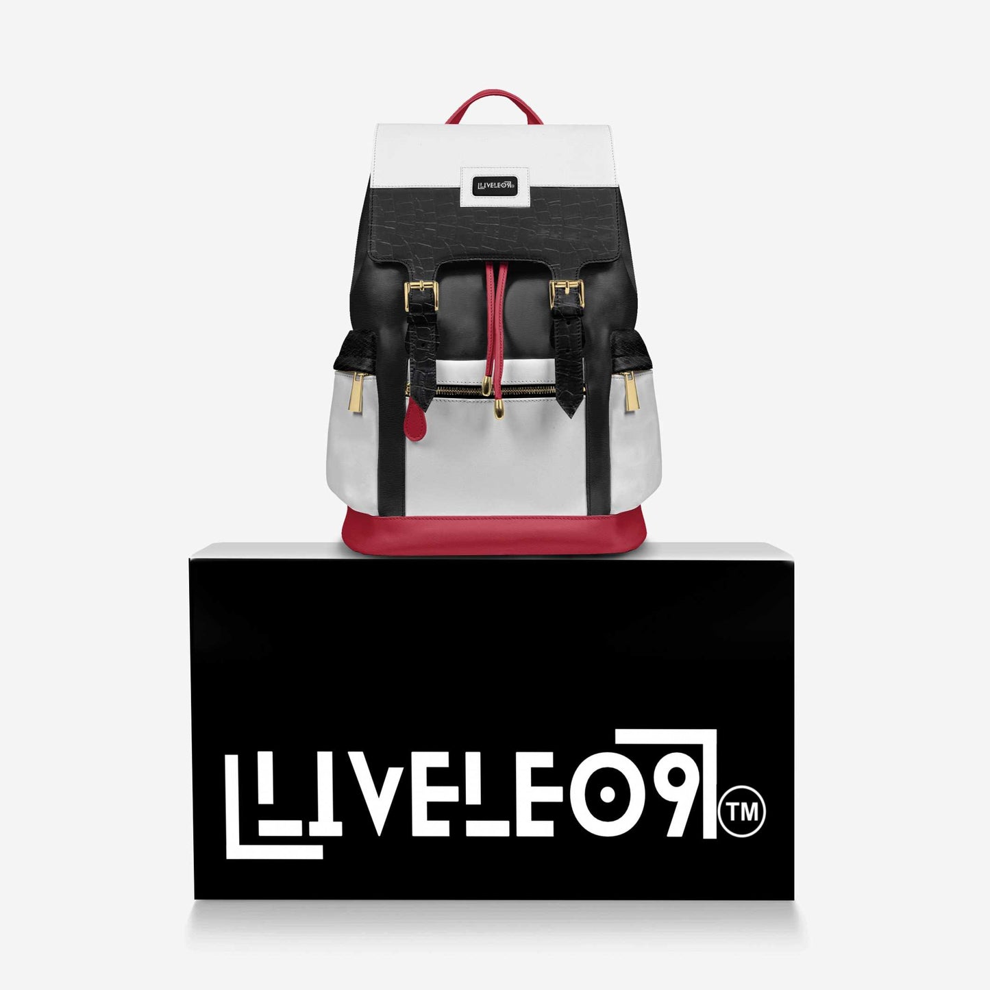 LIVELEO9 Lamb Skin Leather Backpack | Red | Black | White | Python |