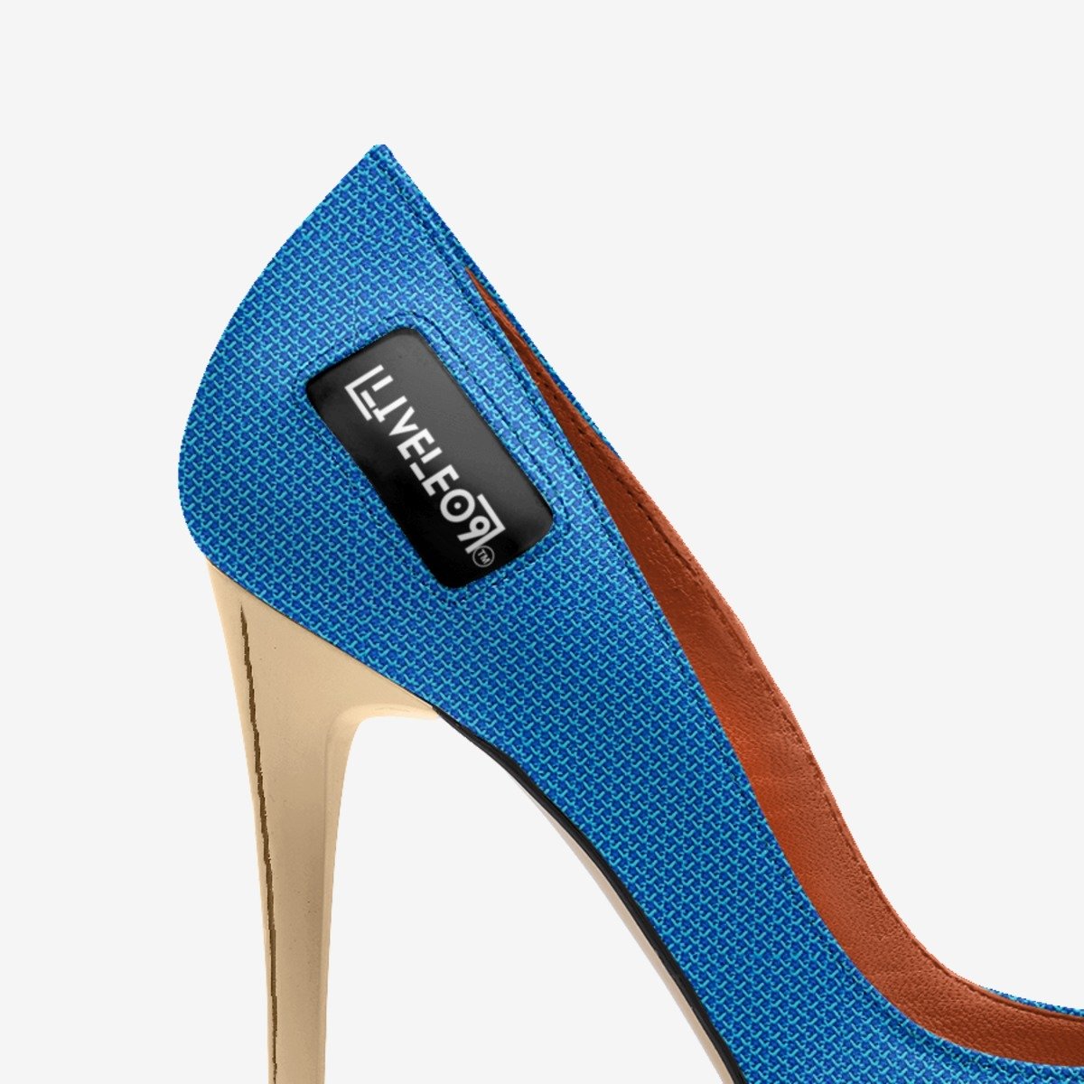 LIVELEO9 Gold Heel | Textured Blue | Gold | Brown |