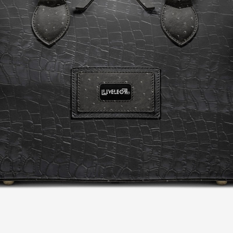 LIVELEO9 Crocodile Chic Bucket Bag | Black |