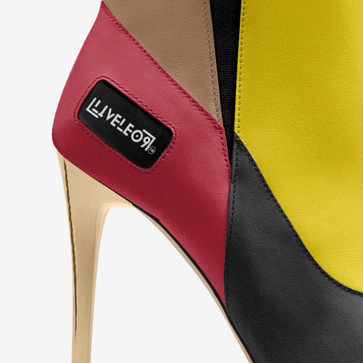 LIVELEO9 Gold Heel Slip On Boot | Red | Yellow | Beige | Black |