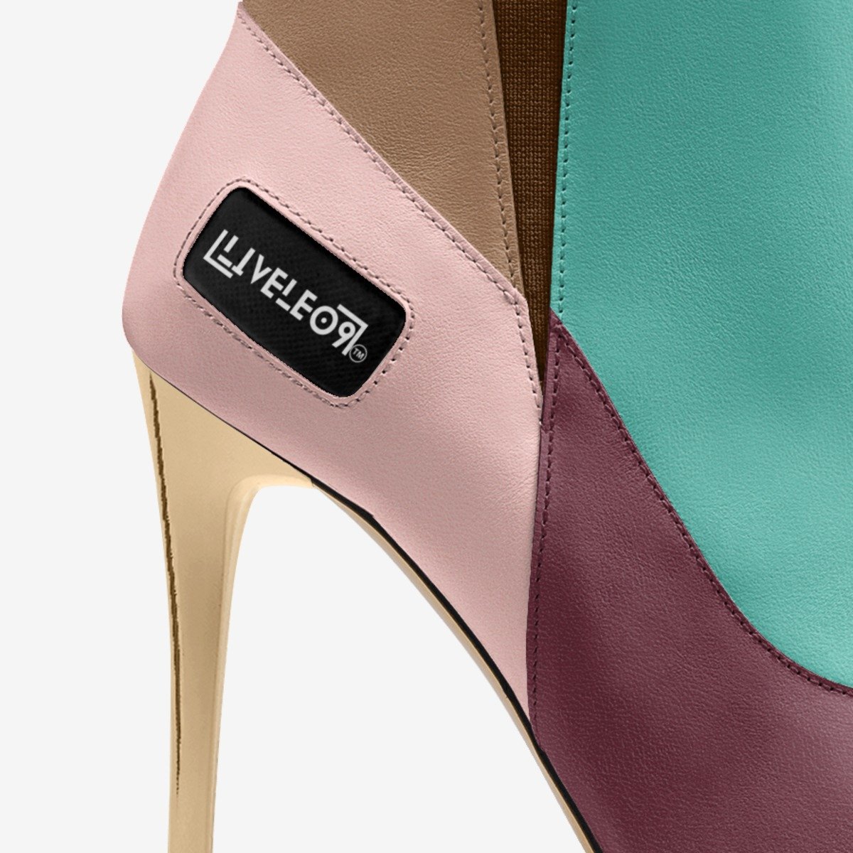 LIVELEO9 Gold Heel Slip On Boot | Lavender | Pink | Beige | Turquoise |