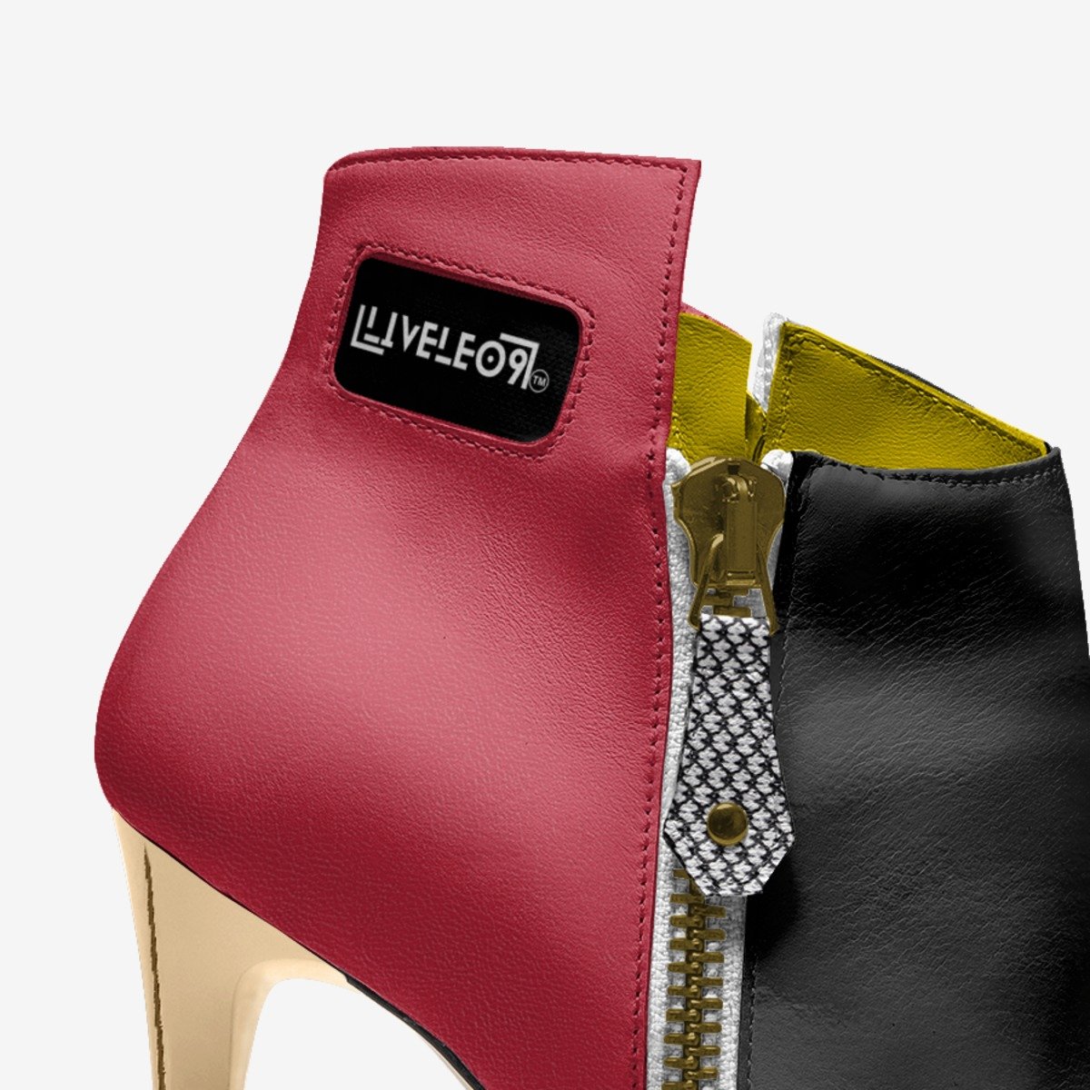 LIVELEO9 Gold Heel Slip On Ankle Boot | Red | Yellow | Black | Hounds Tooth |