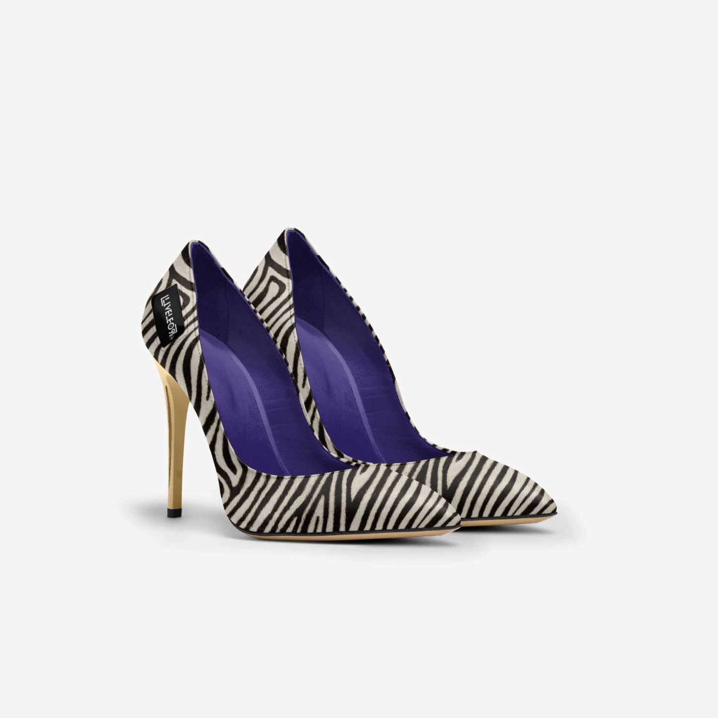 LIVELEO9 Gold Zebra Heel | Black | White | Violet |