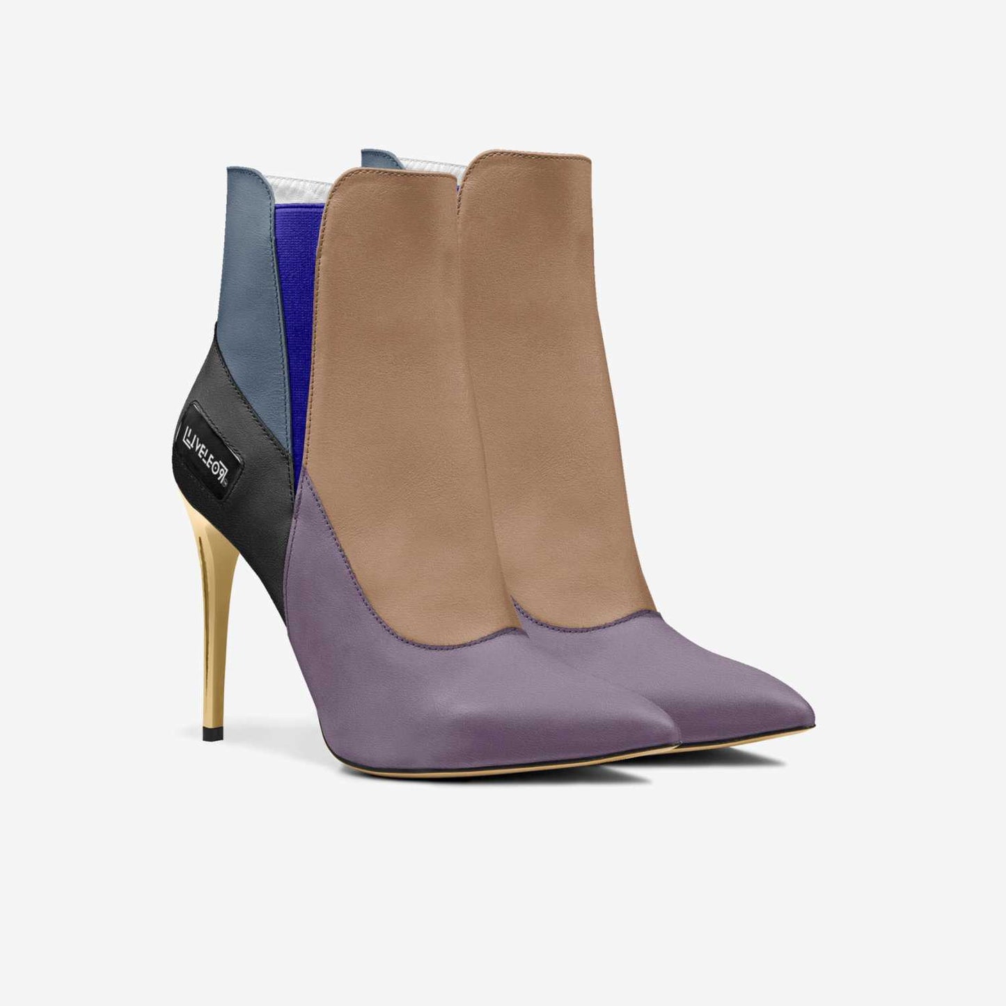 LIVELEO9 Gold Heel Slip On Boot | Brown | Violet | Black | Navy Blue | Light Blue |