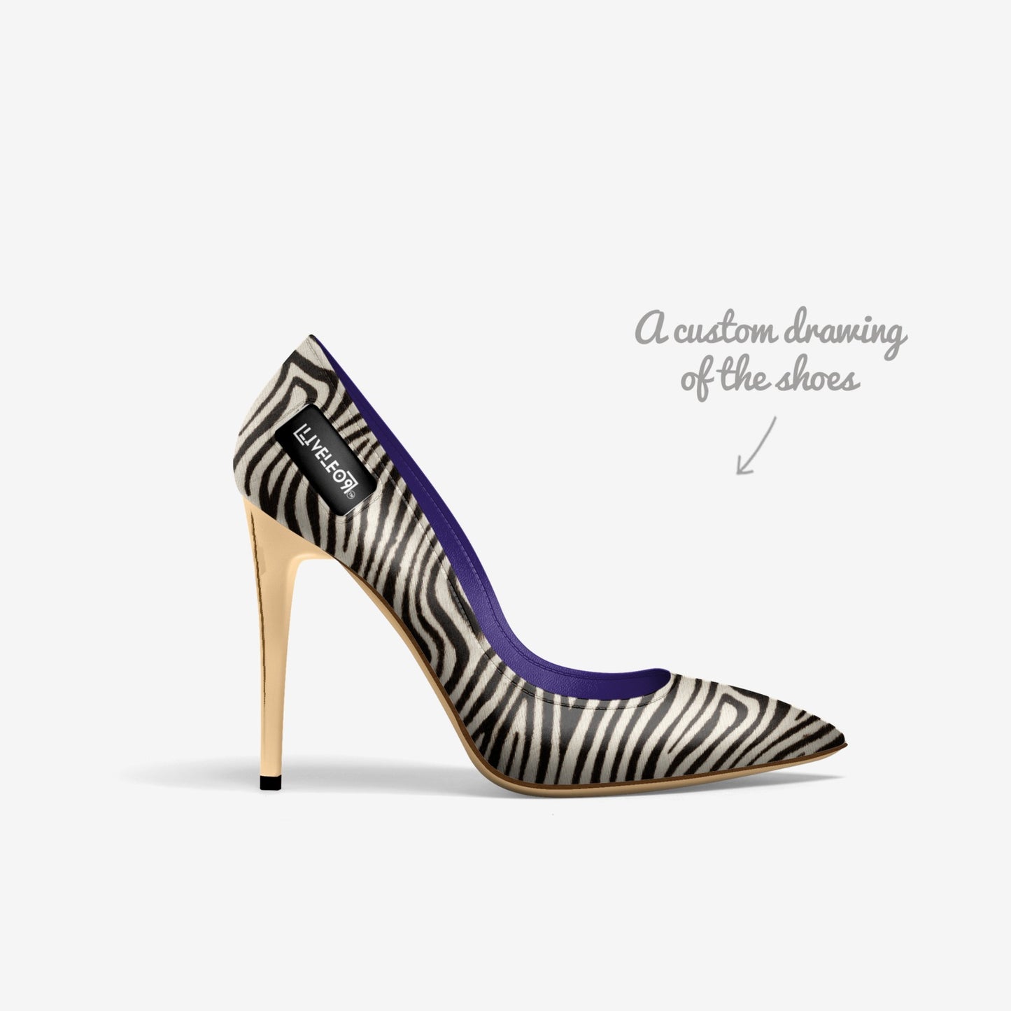 LIVELEO9 Gold Zebra Heel | Black | White | Violet |