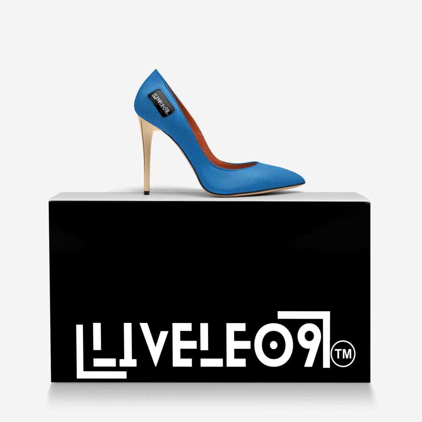 LIVELEO9 Gold Heel | Textured Blue | Gold | Brown |