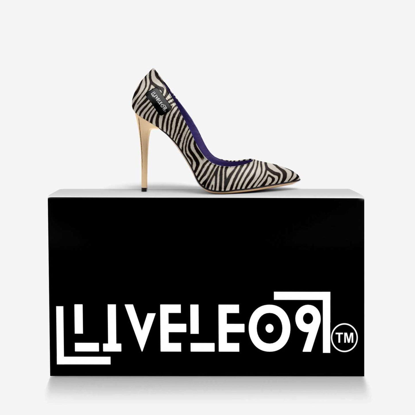 LIVELEO9 Gold Zebra Heel | Black | White | Violet |