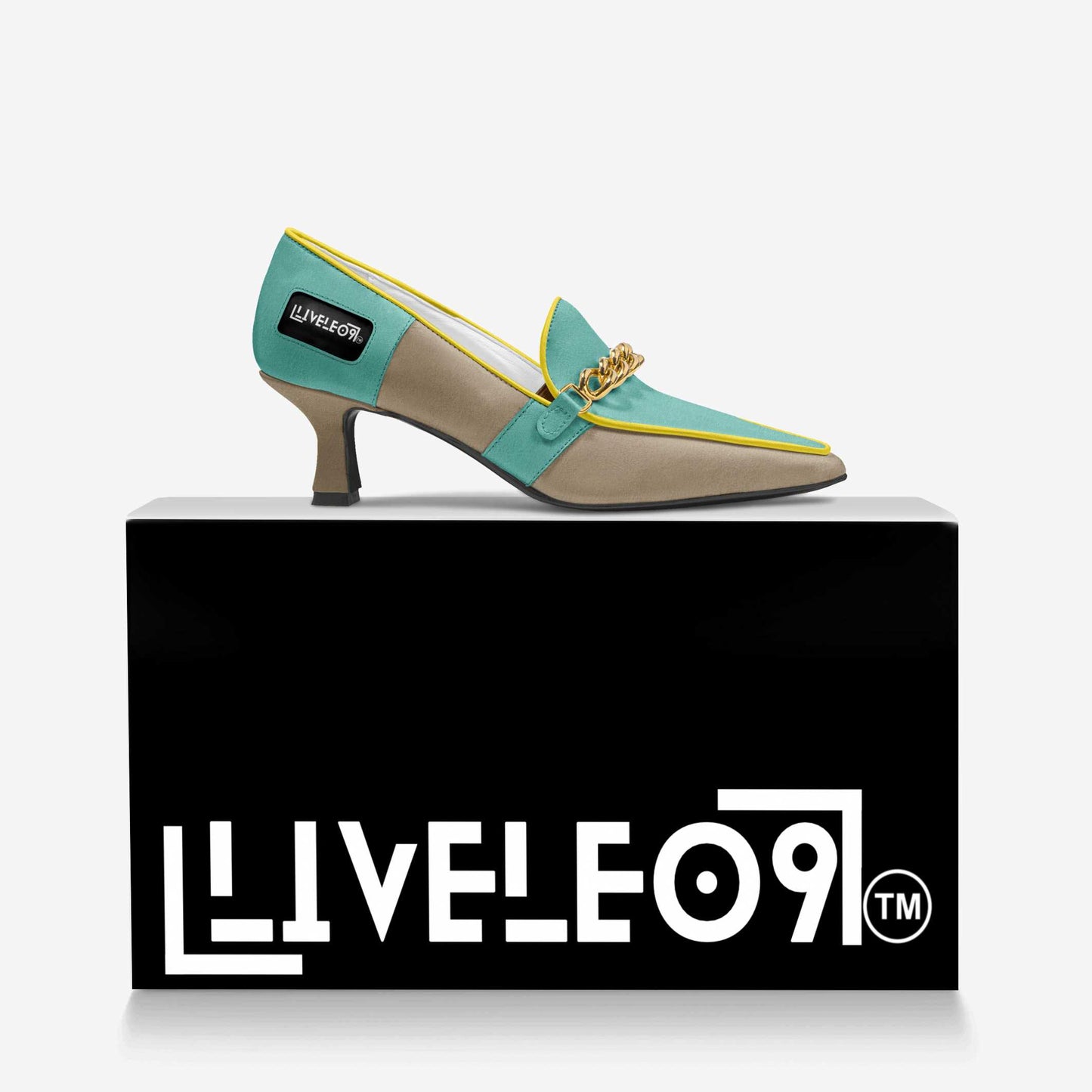 LIVELEO9 Charm Kitten Heel | Turquoise | Yellow | Grey |