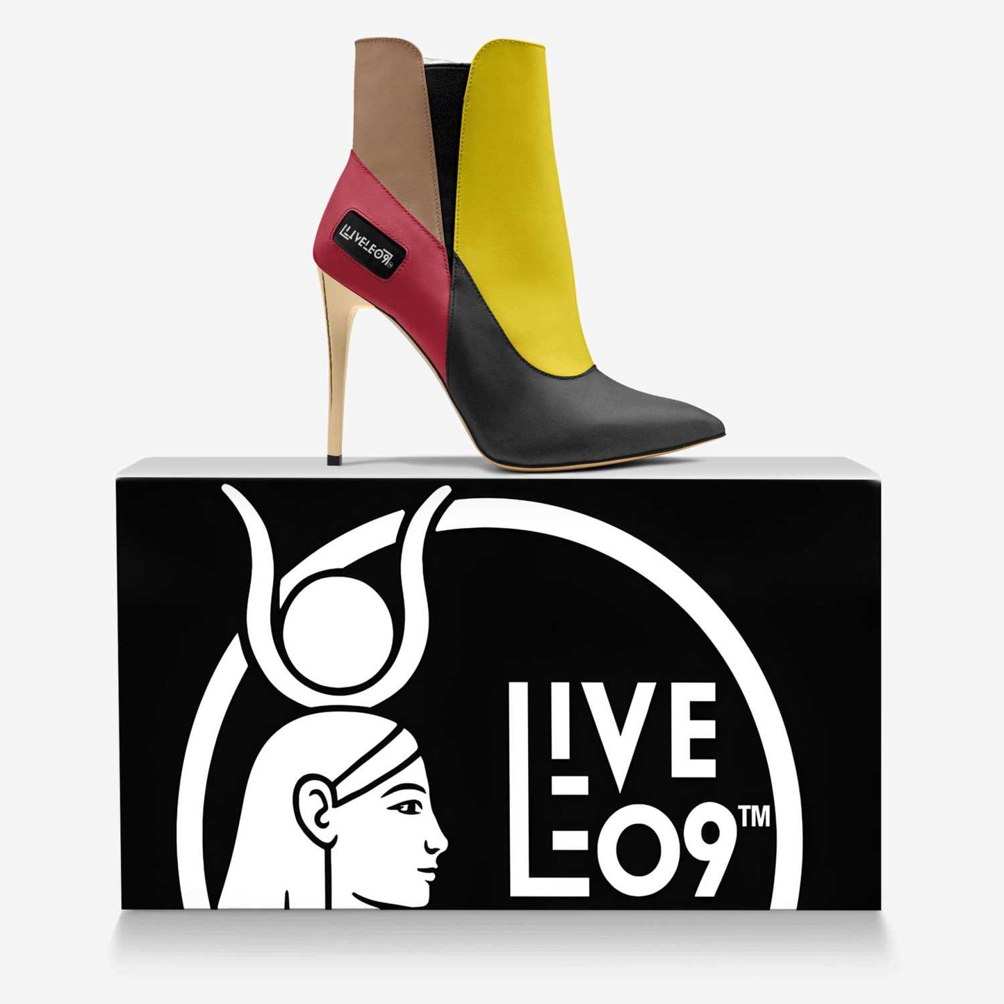 LIVELEO9 Gold Heel Slip On Boot | Red | Yellow | Beige | Black |