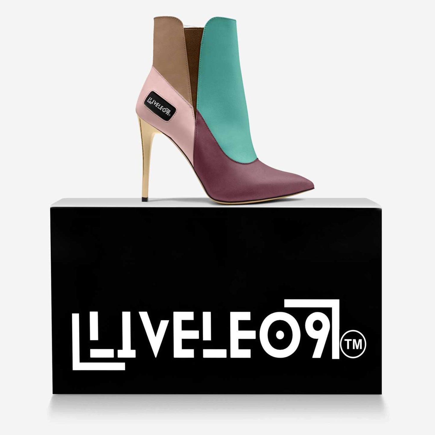 LIVELEO9 Gold Heel Slip On Boot | Lavender | Pink | Beige | Turquoise |