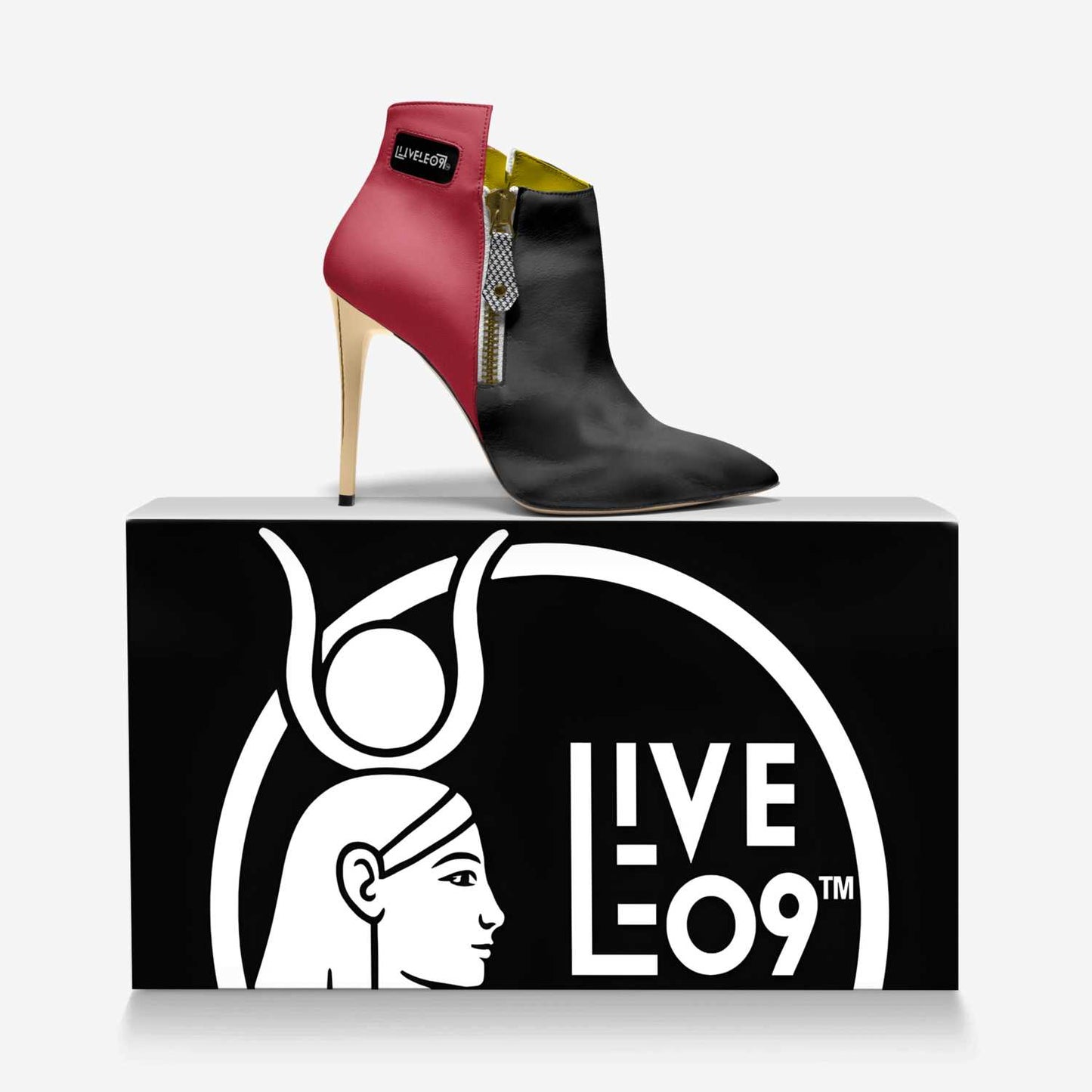 LIVELEO9 Gold Heel Slip On Ankle Boot | Red | Yellow | Black | Hounds Tooth |