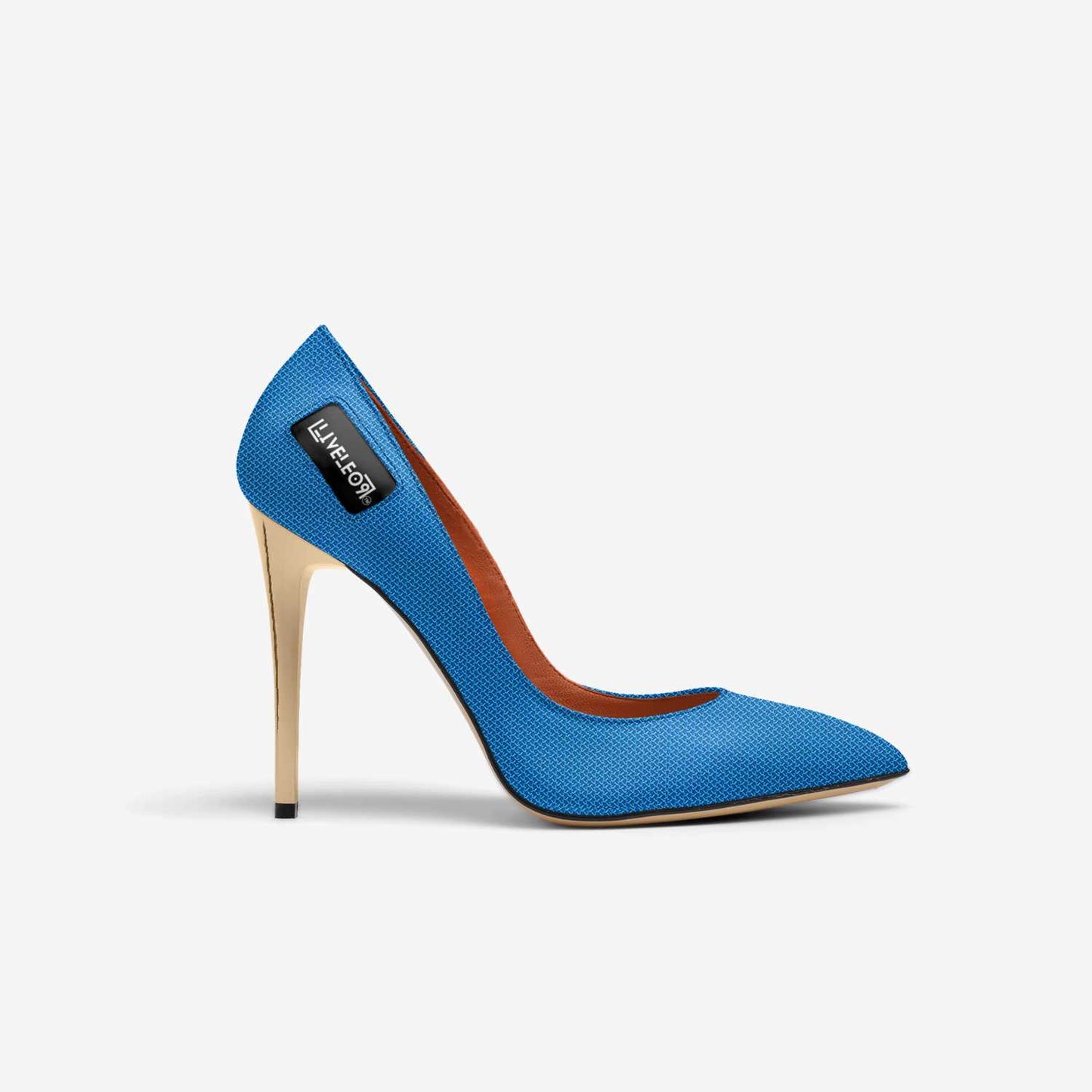 LIVELEO9 Gold Heel | Textured Blue | Gold | Brown |