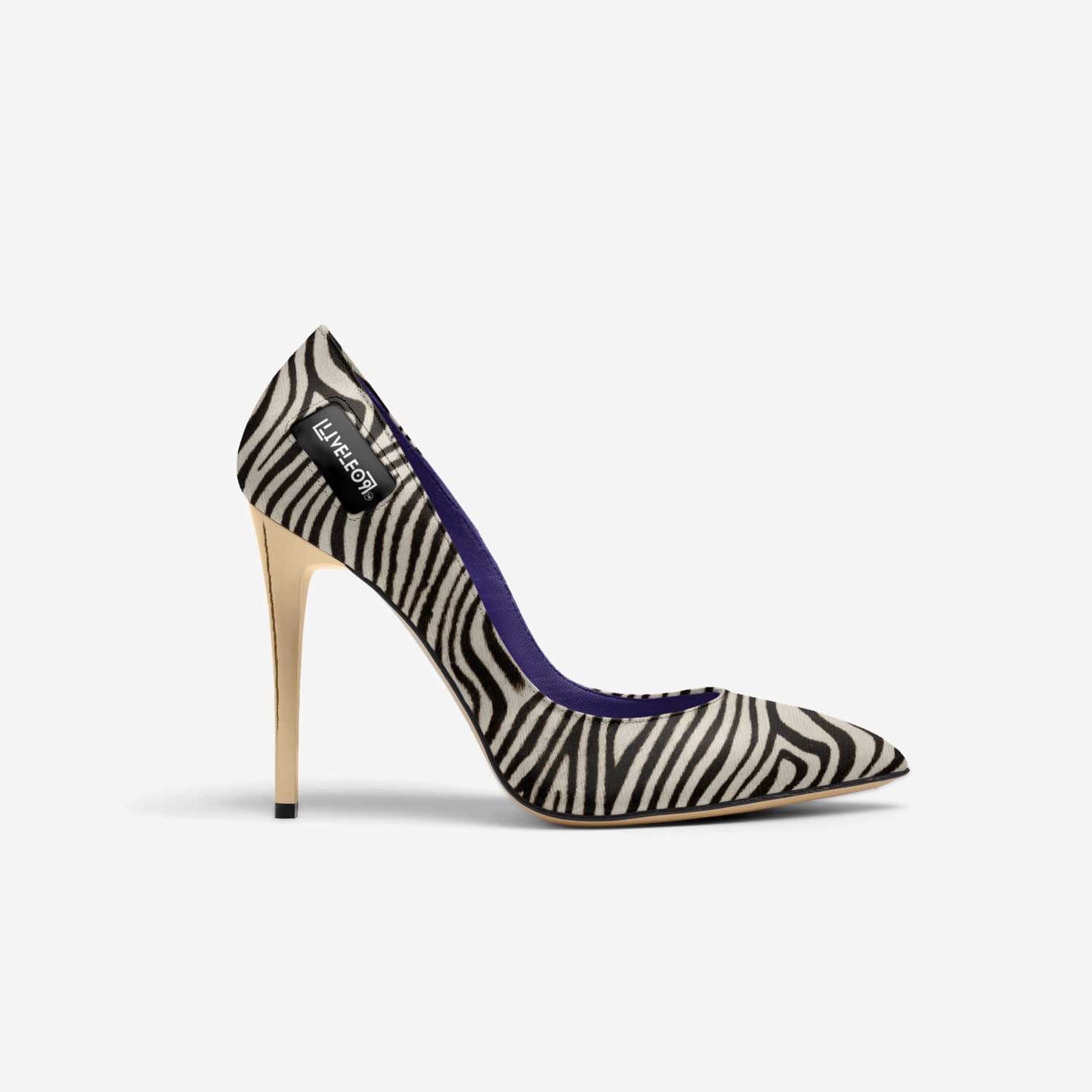 LIVELEO9 Gold Zebra Heel | Black | White | Violet |