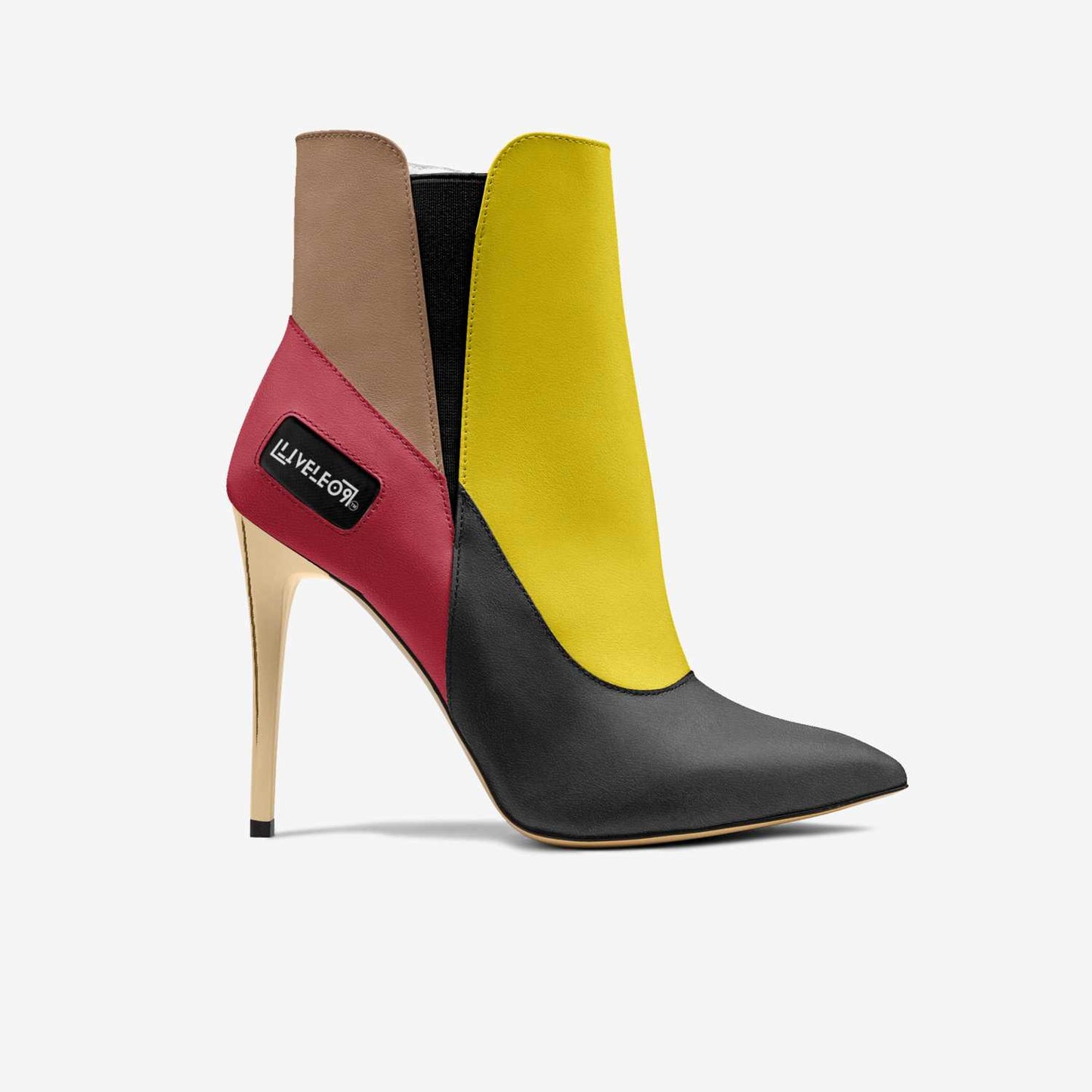 LIVELEO9 Gold Heel Slip On Boot | Red | Yellow | Beige | Black |