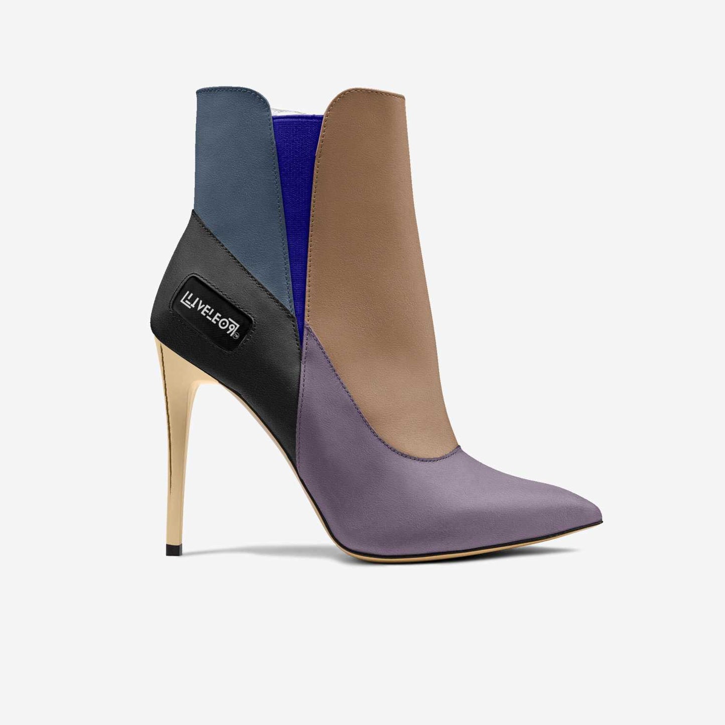 LIVELEO9 Gold Heel Slip On Boot | Brown | Violet | Black | Navy Blue | Light Blue |